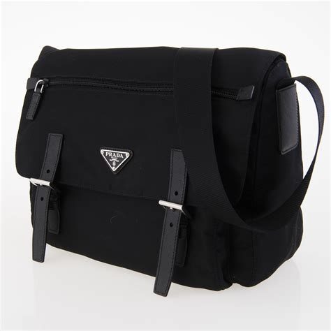 prada messenger black|prada nylon messenger bag.